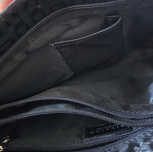 Gillivo black bag medium leather/fabric combination with pattern silver hardware - Picture 7 of 8